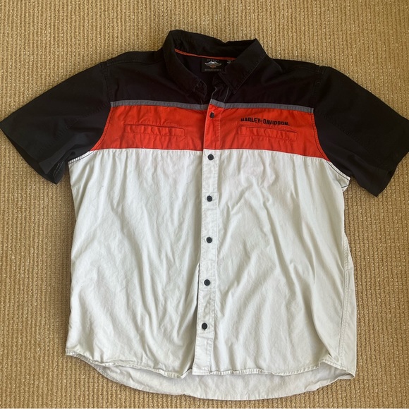 Harley-Davidson Men's Performance Vented Colorblock Shirt Orange Black SZ 2XL - Picture 2 of 12